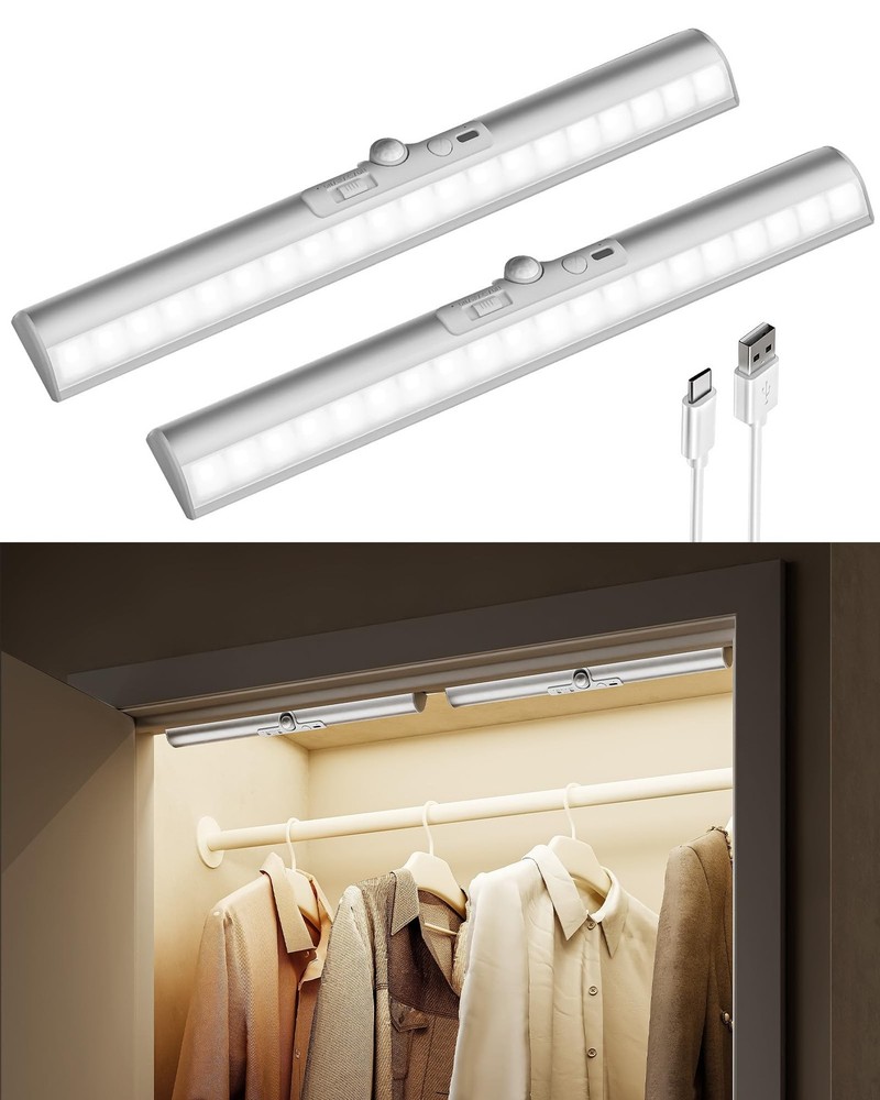 EZVALO Motion Sensor Closet Lights, 2 Pack Rechargeable LED Lights ... Fast Ship