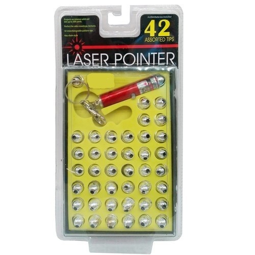 Laser Pointer Keychain with 42 Interchangeable Asst. Pattern Tips