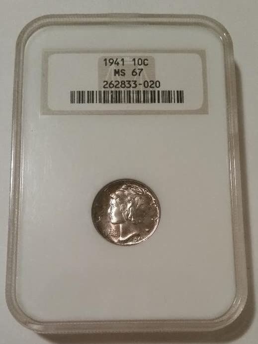 1941 Mercury Dime MS67 NGC OH Toning