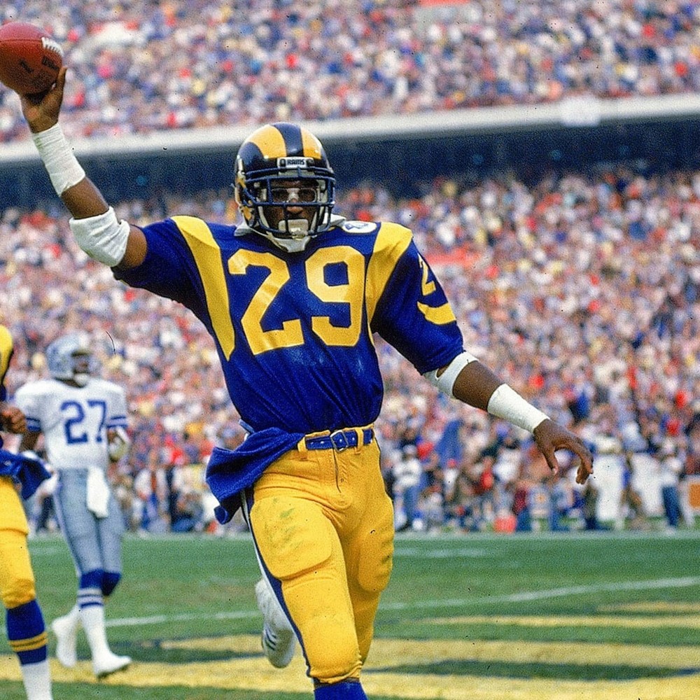 Eric Dickerson Signed Rams Blue Throwback Jersey Inscribed"HOF 99"(Beckett COA)