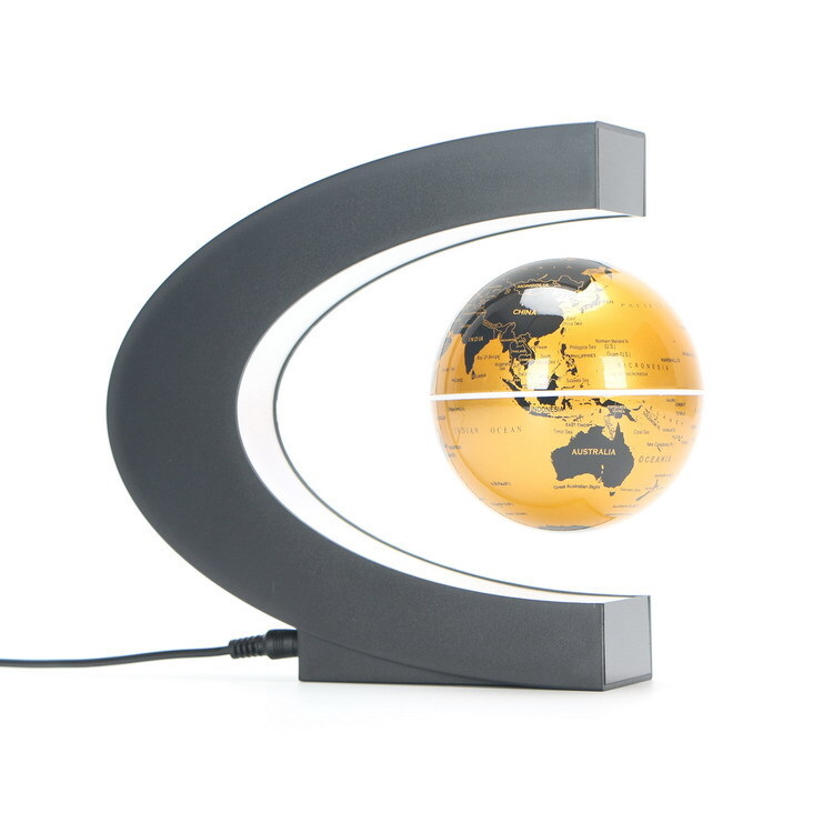 Creative C Shape Magnetic Levitation Floating Globe World Map with Colorful LED