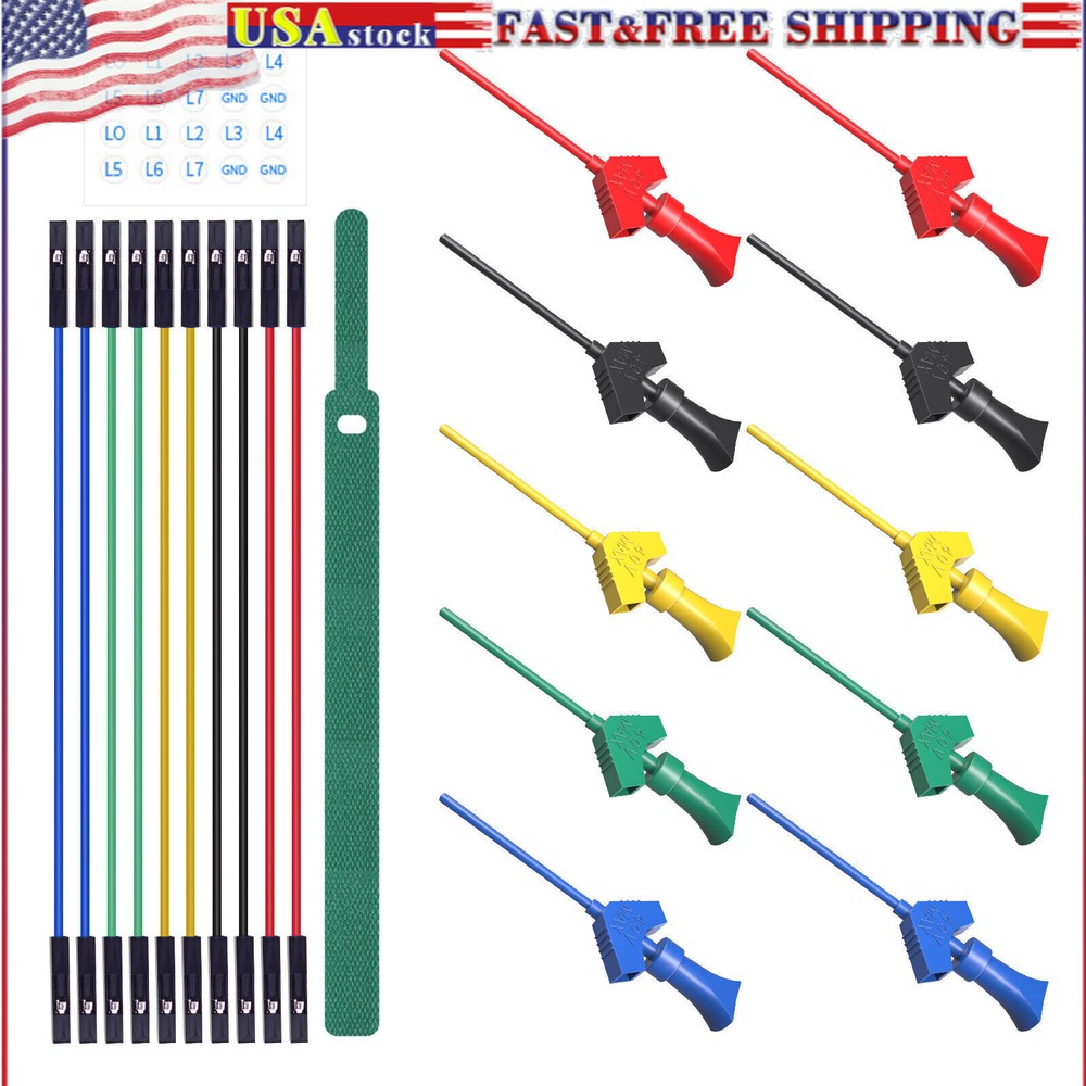 10PCS Mini Grabber SMD IC Test Hook Clip Silicone Jumper Wire for Logic Analyzer