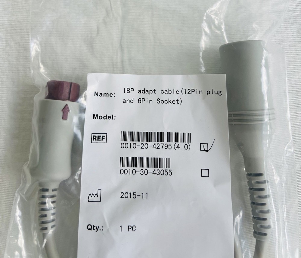 Mindray 0010-20-42795 IBP Adapter Cable 12 Pin Plug & 6 Pin Socket NEW