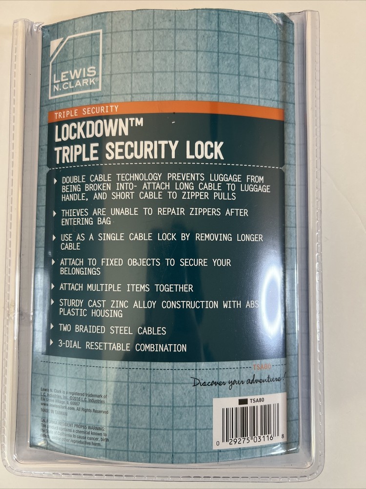 Lewis N. Clark Lockdown Triple Security Lock