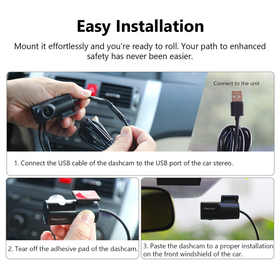 Front Dust Proof Durable USB Dash Camera Wide angle DVR for Eonon Car Stereo I