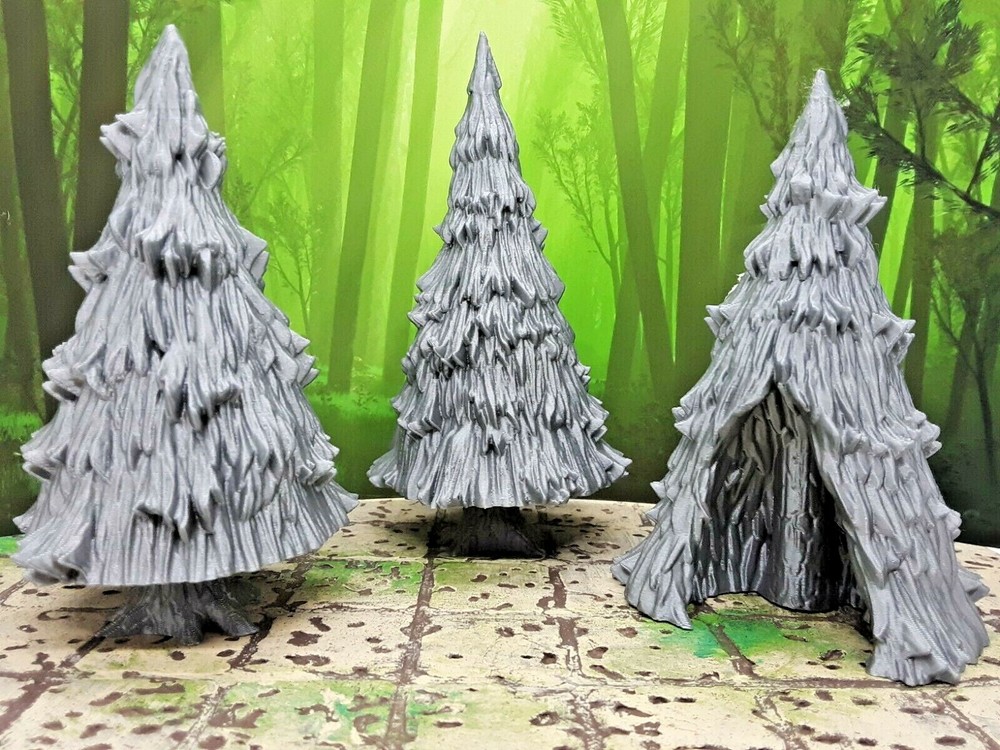 3x Pine Tree Set Scenery Scatter Terrain Miniature Mini Model Dungeons & Dragons