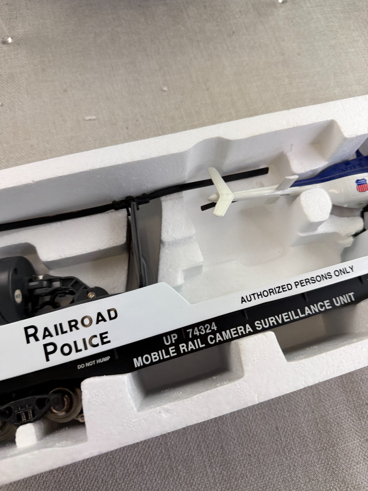 O Scale Union Pacific Railroad Police Camera Car W/ Surveillance & Heli