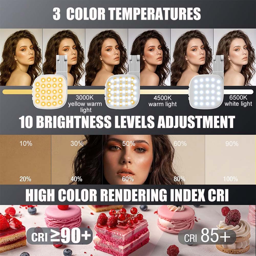Magnetic Selfie Light + Mirror Rechargeable LED Fill Lights for iPhone Samsung