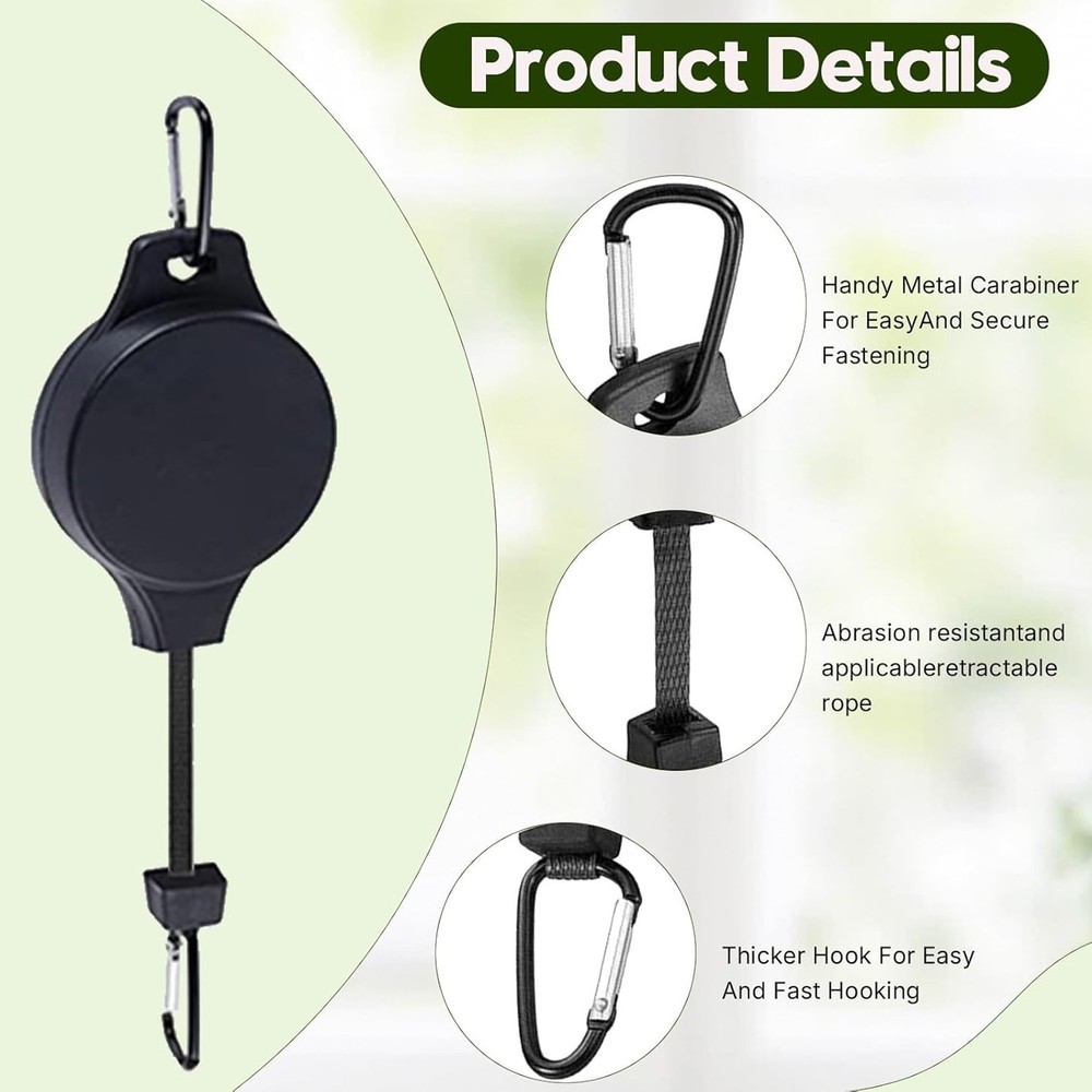 4PCS Retractable Pulley Hook Hanging Pull Down Hanger for Garden Flower Plant US