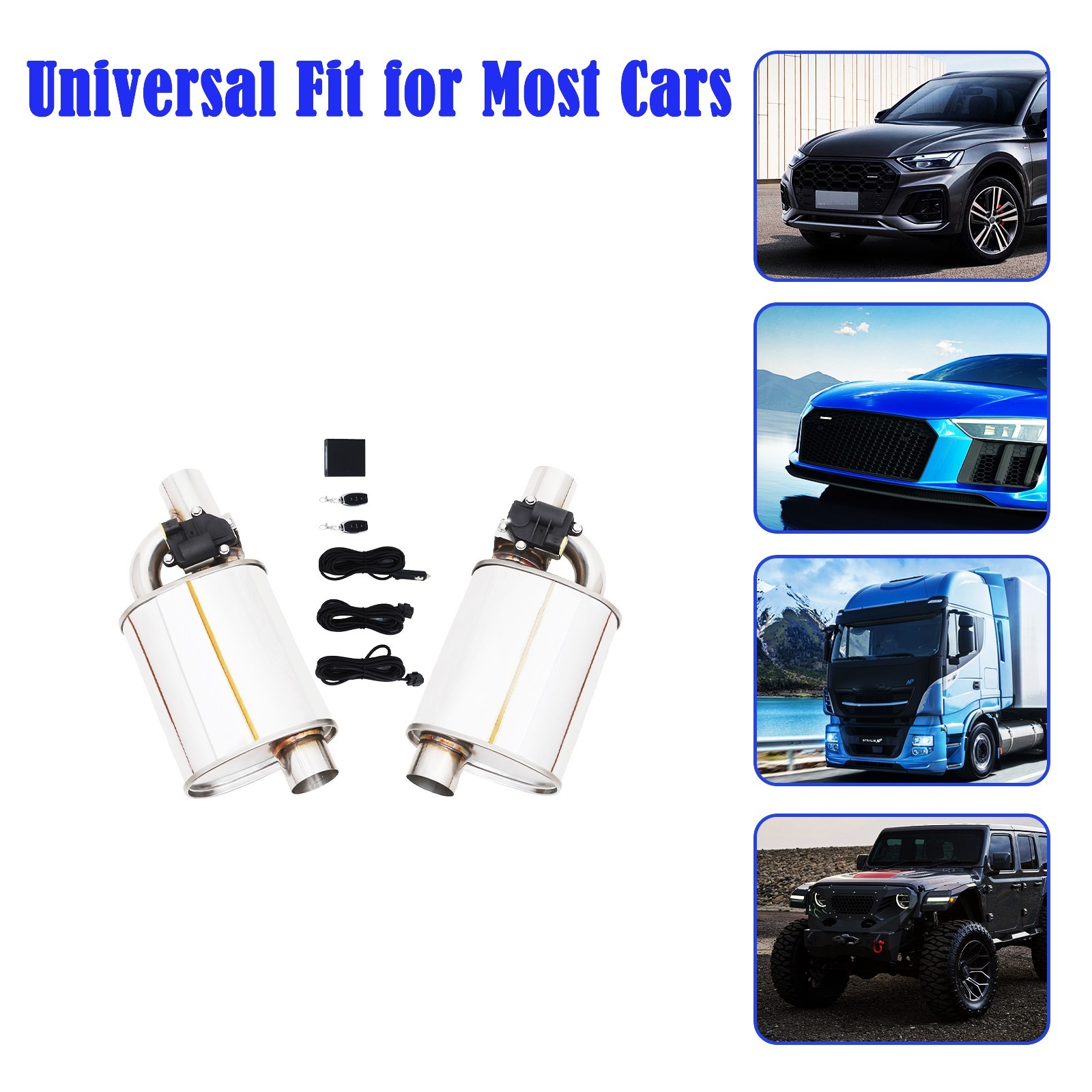 Universal Electronic Valved Exhaust Muffler 2.5"Single In/Out w/Valve Controller