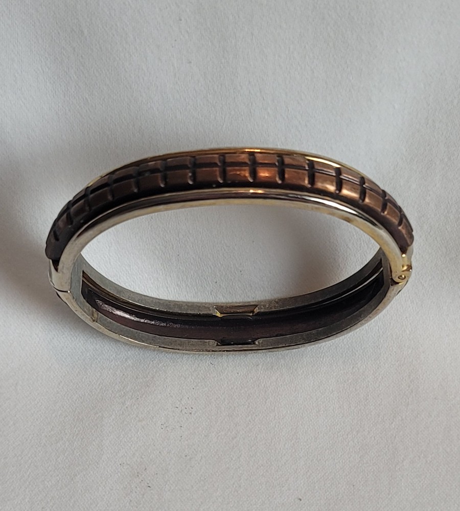 Vintsge Bangle Bracelet Silver And Copper Tone