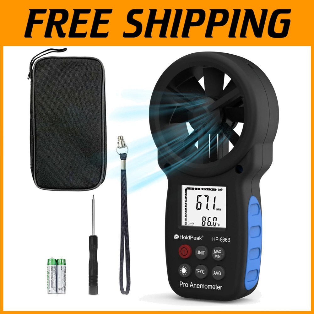 Lightweight Handheld Anemometer with Tripod Hole