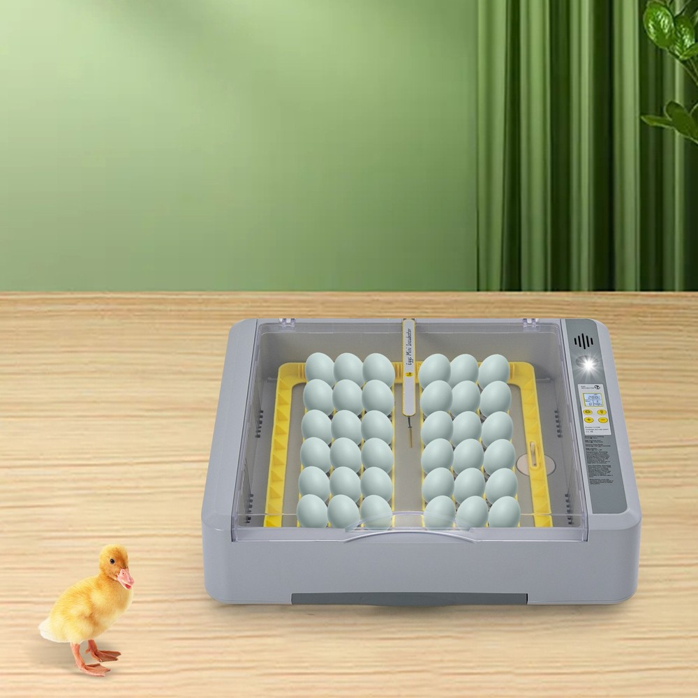 Egg Incubator 36 Eggs Gray Digital Poultry Hatcher Machine LED Display 70W