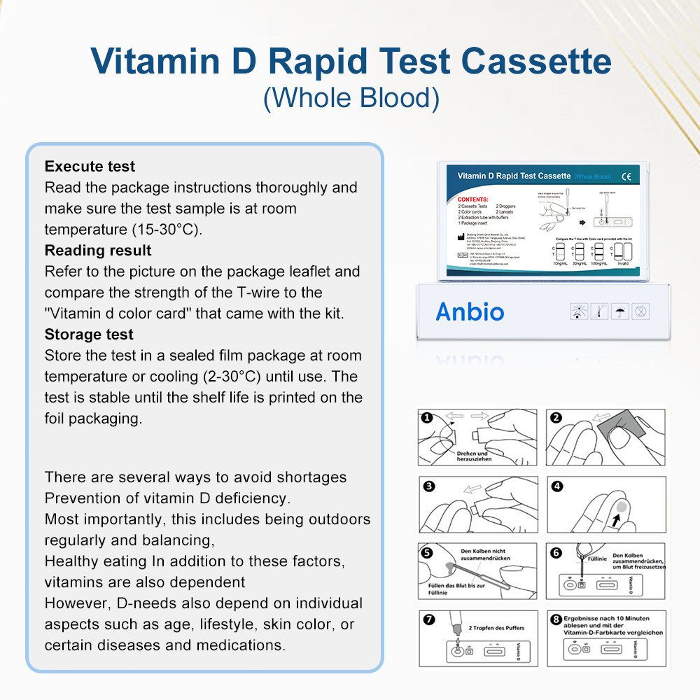 2Pcs*Vitamin D Test Kit Rapid Vitamin D Level Deficiency for Home Health Check
