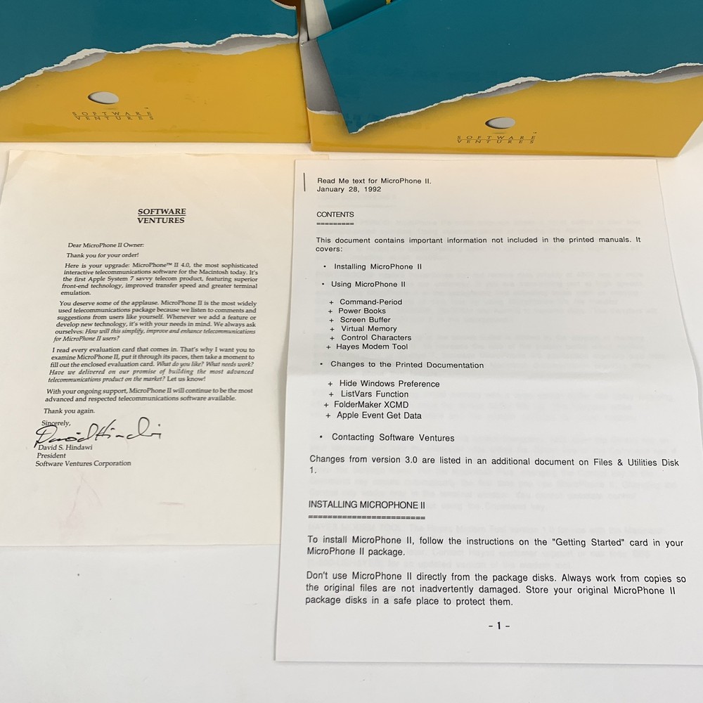 Vintage Macintosh Microphone II Version 4 Software Kit / Three 3.5" Disk