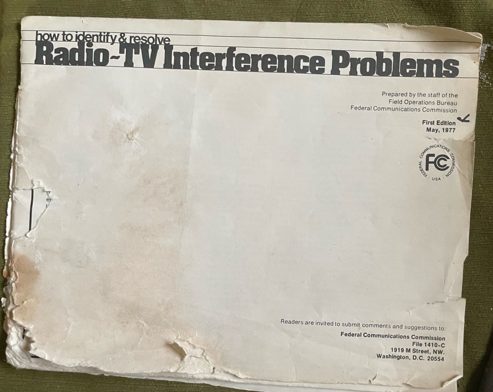 May 1977 First Edition FCC Radio & TV interference Problems