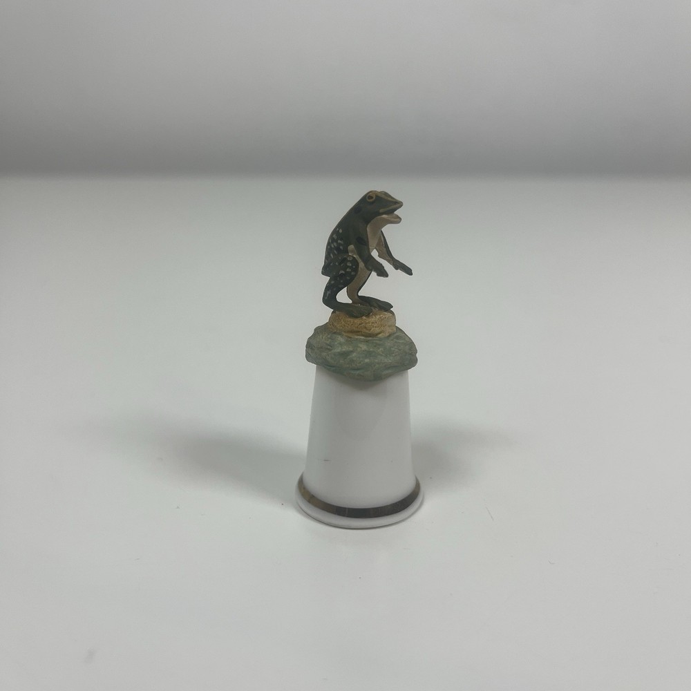Sterling Classic Bone China Thimble With Enamelled Frog