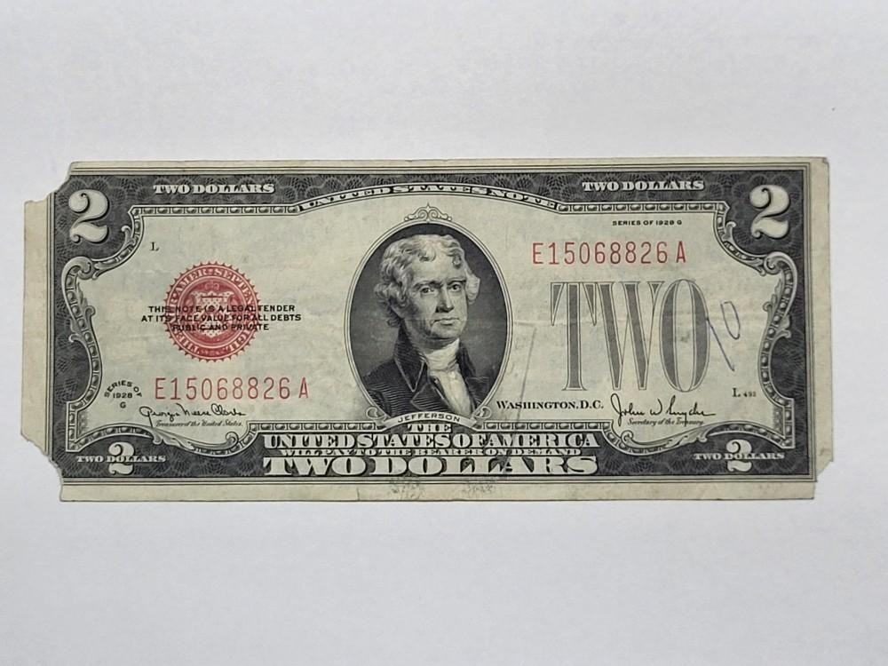 1928 G RED Seal $2 United States Note CHEAP !!!