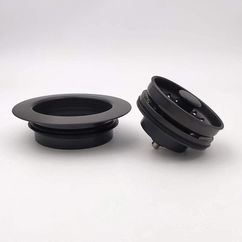 Matte Black Garbage Disposal Flange Removable Strainer Durable ABS Easy Install
