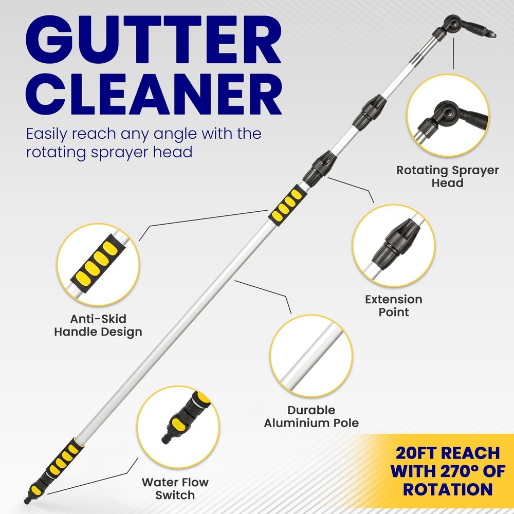 20ft Reach Telescopic Gutter Cleaning Tools from the Ground – Rain Gutter