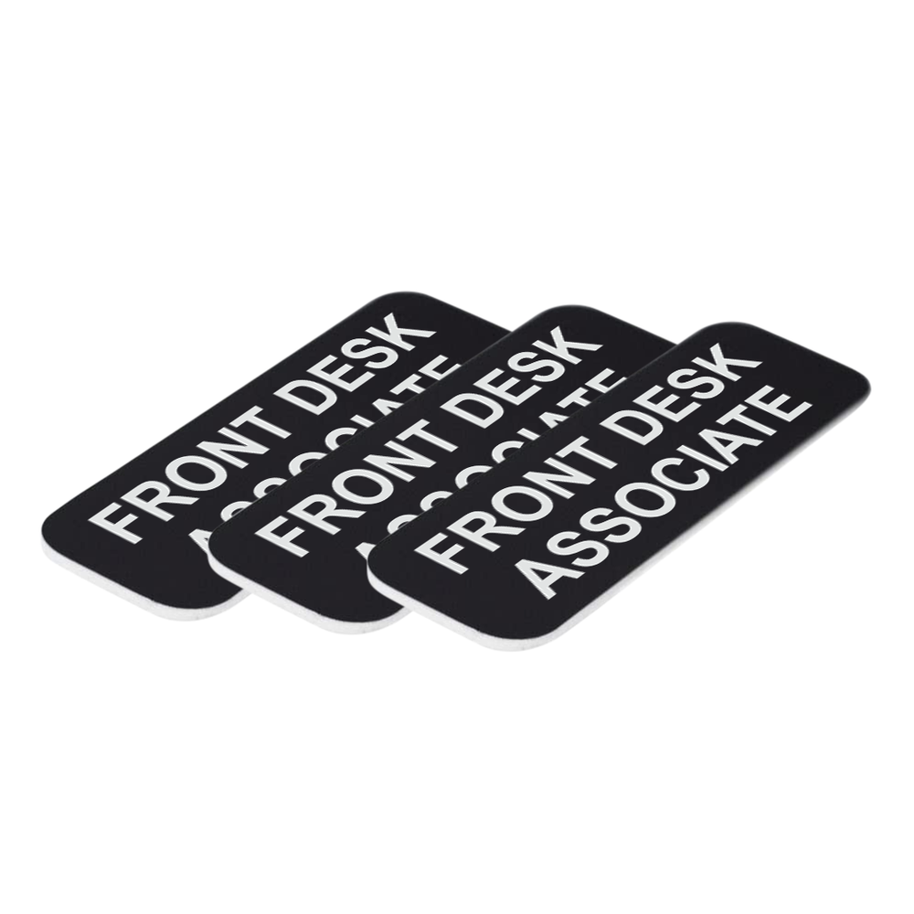 Front Desk Associate 1 x 3" Name Tag/Badge, (3 Pack)