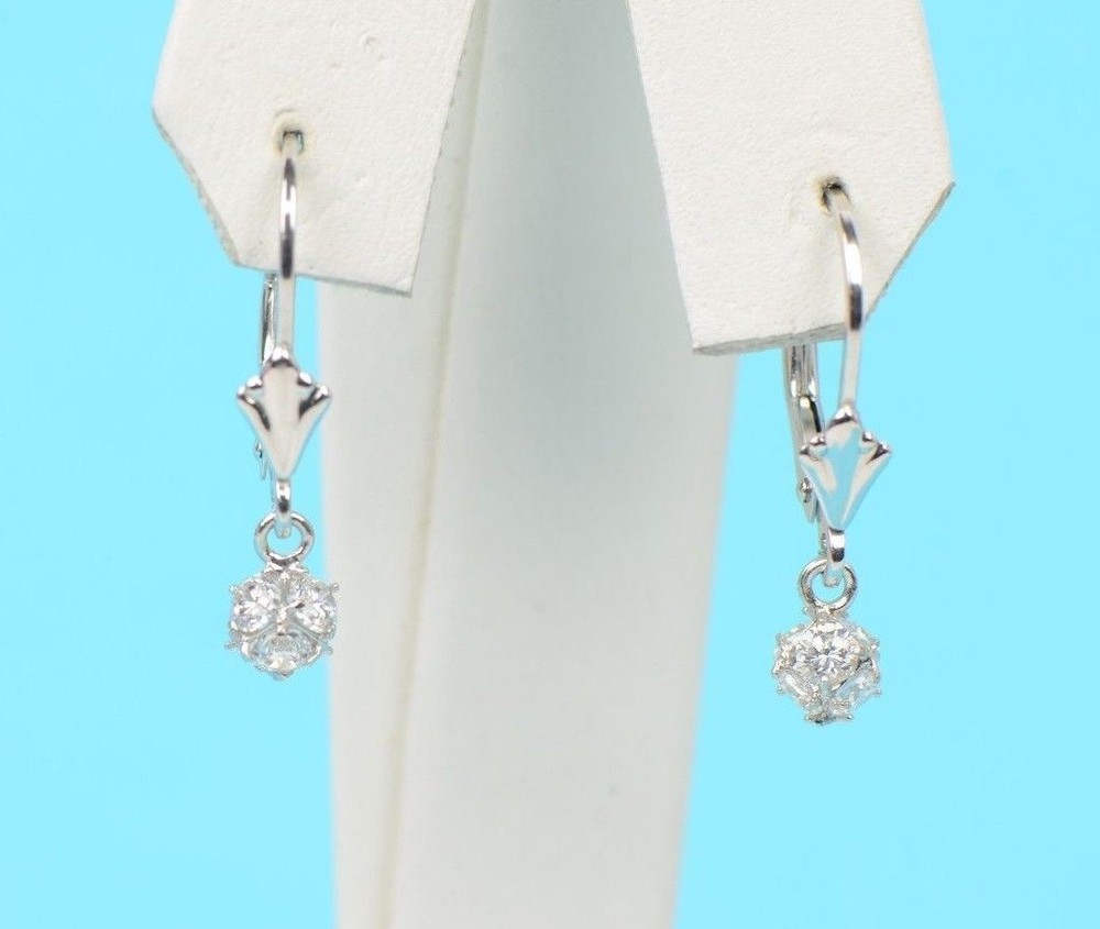 925 Sterling Silver Womens CZ Ball Dangle Earrings