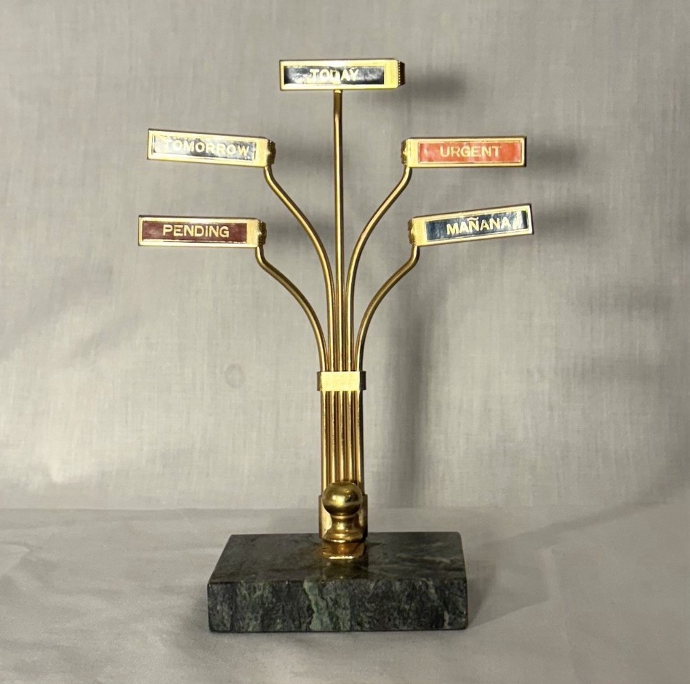Brass & Marble Desk Clip Note Holder