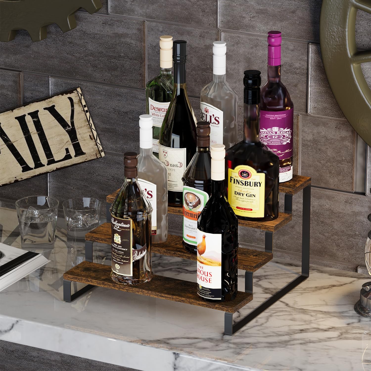 Wooden Display Riser Stand, Tiered Perfume and Cologne Organizer Stand, 4 Tier S