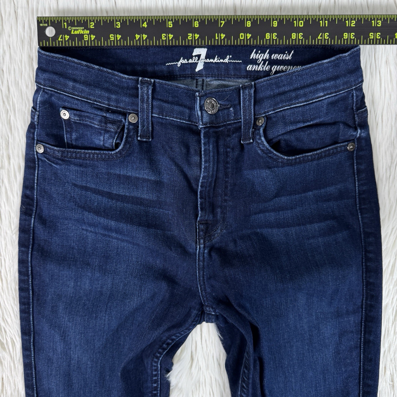 7 For All Mankind Gwenevere Dark Wash High Waist Ankle Denim Jeans Women's 26