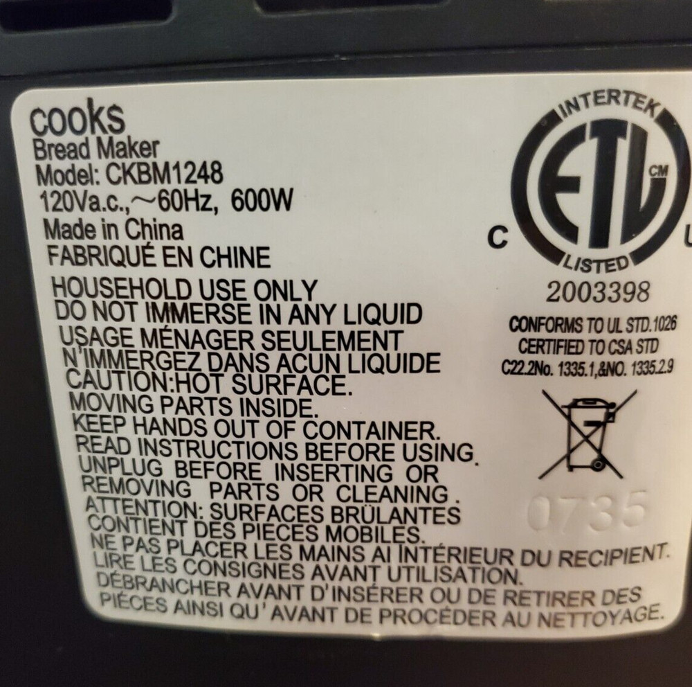 Paddle for Home Collection Cooks Bread Maker Model CKBM1248