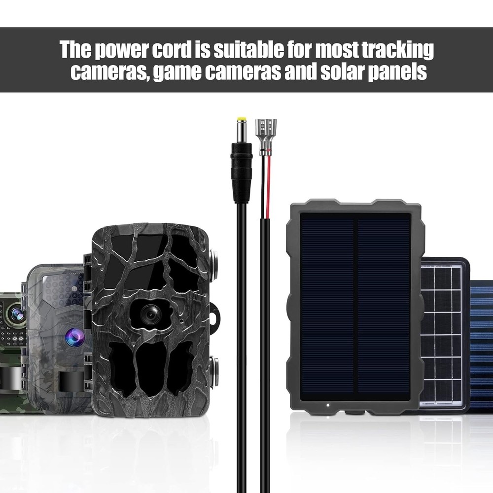 Durable 2-Pack Trail Camera Power Cable - Reliable DC Connection, 1.46A Capacity