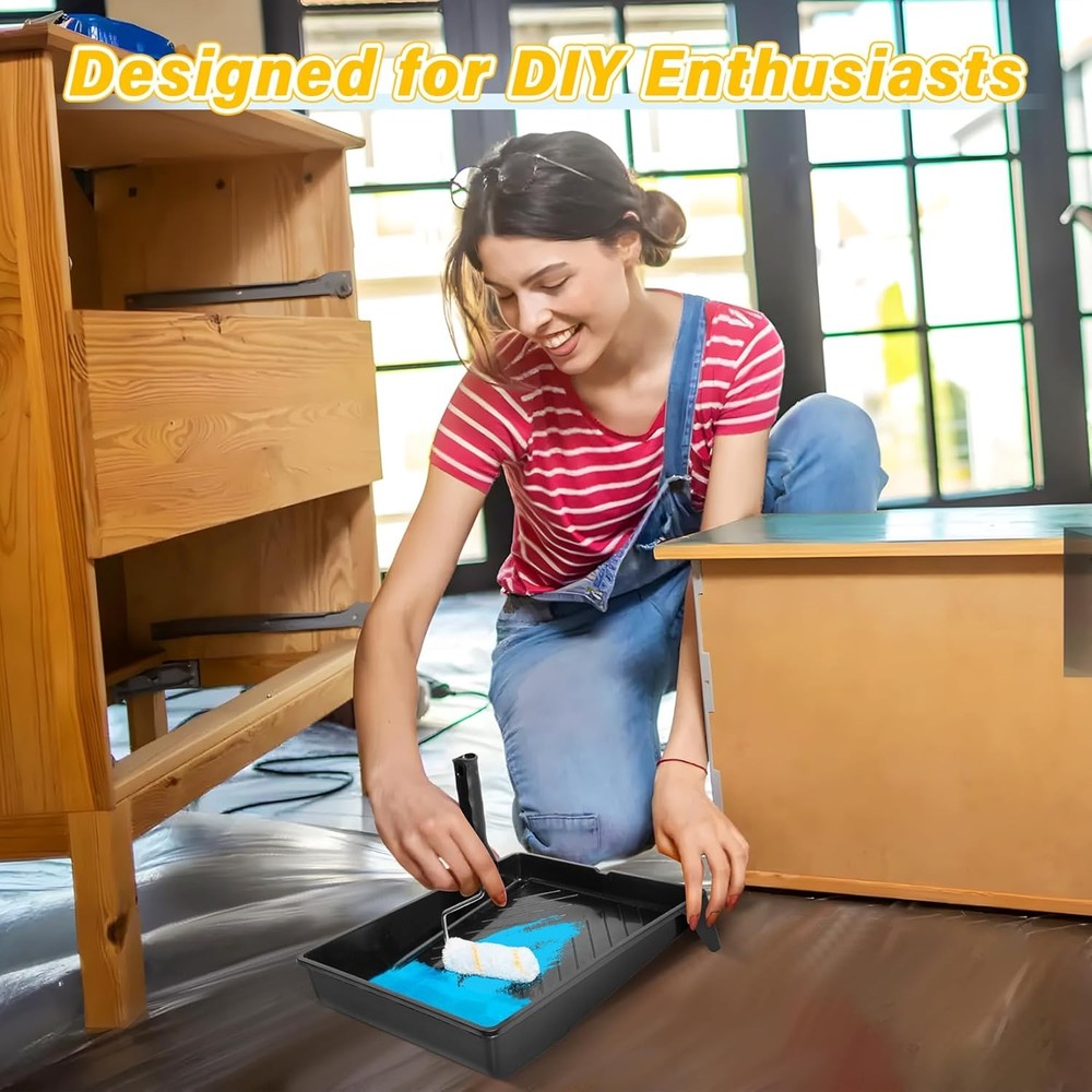 DIYSELF Paint Roller Kit,Paint Kit for House Painting Includes Paint Roller Brus