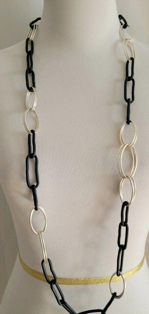 CHICO'S DARK NAVY LINKS SINGLESTRAND NECKLACE