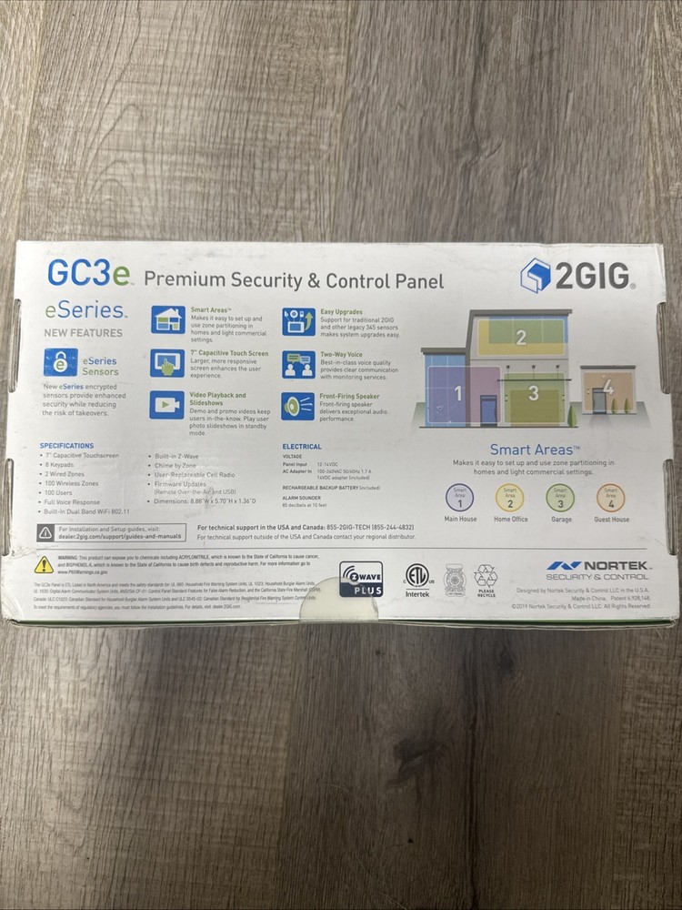 2GIG GC3E-345 7" Touch Screen Security and Control Panel - White