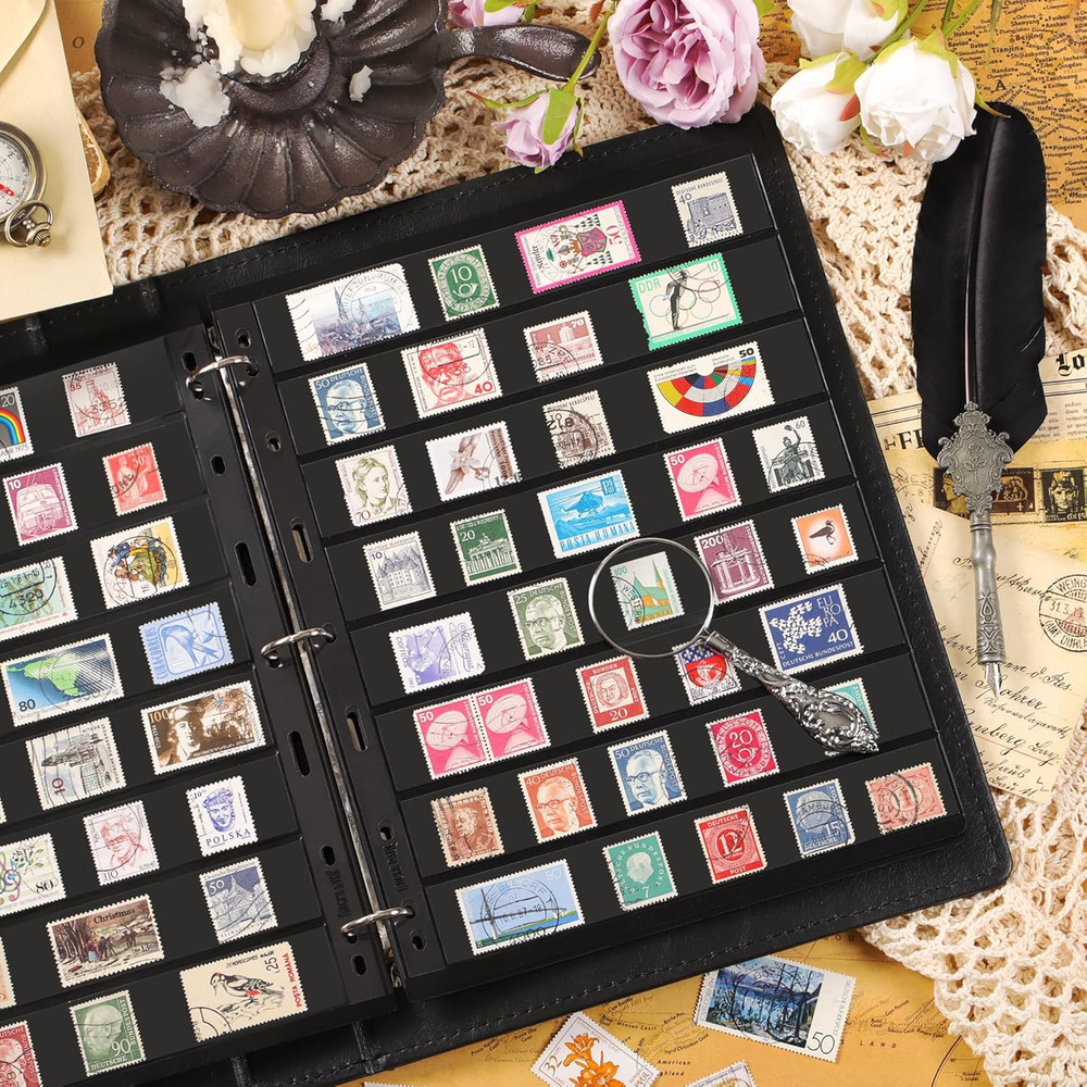 10 Sheets 20 Pages Postage Stamp Album Pages 8 Pockets 7.7X 1.18In Stamp Collect