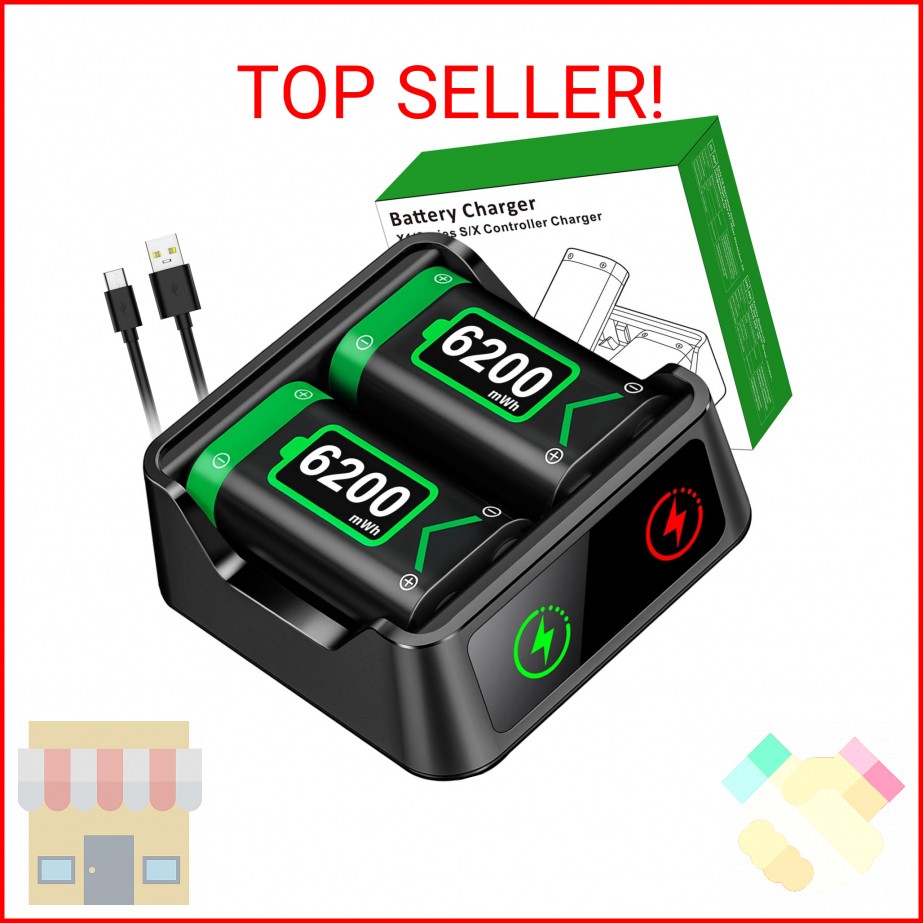 DINOSTRIKE 2X 6200mWh Battery Pack Compatible with Xbox Controller Fast Charging