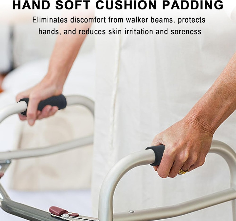 2 Pack Walker Handle Cushions Grip Covers Pads Padded Black