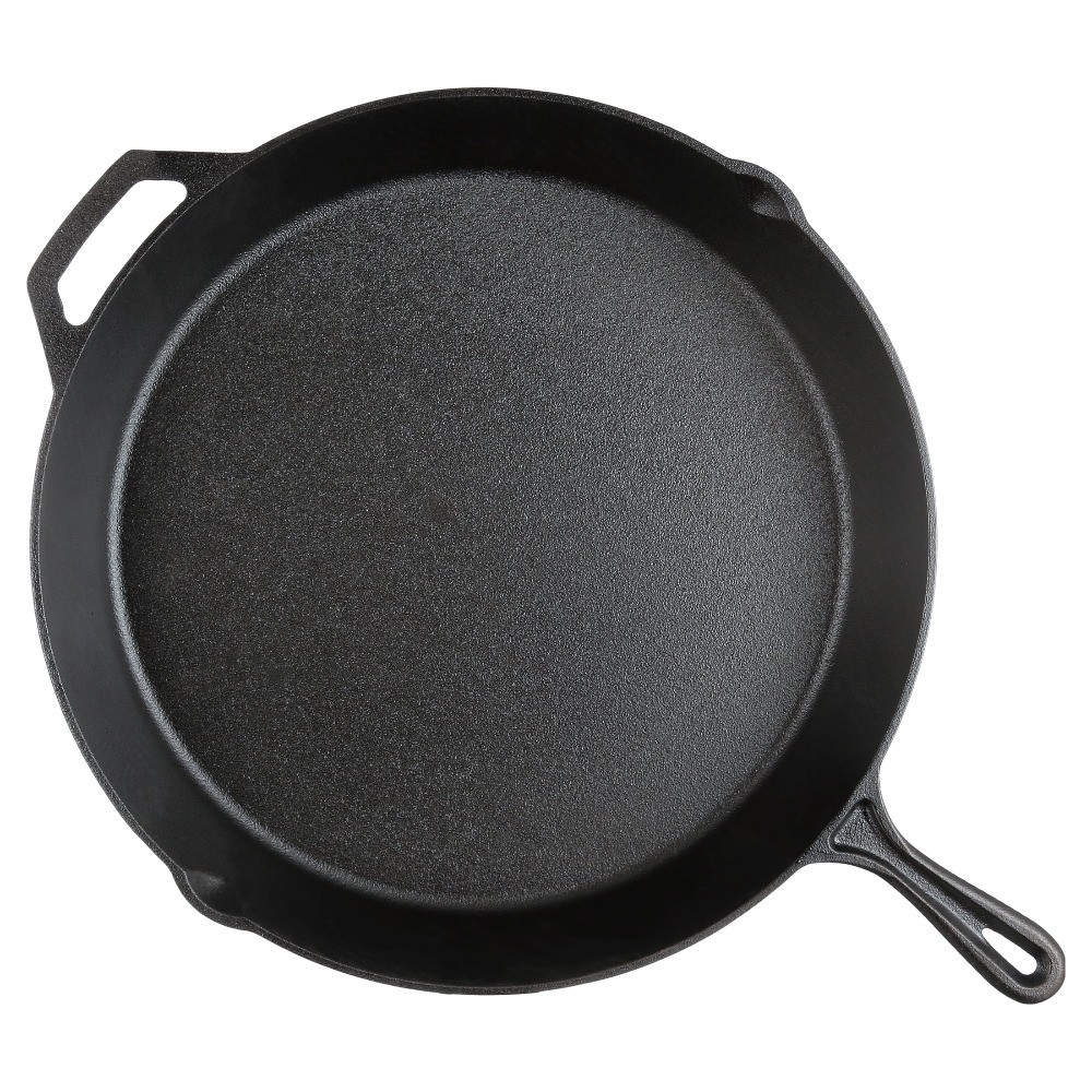 Pre-Seasoned 15" Cast Iron Skillet with Handle and Lips