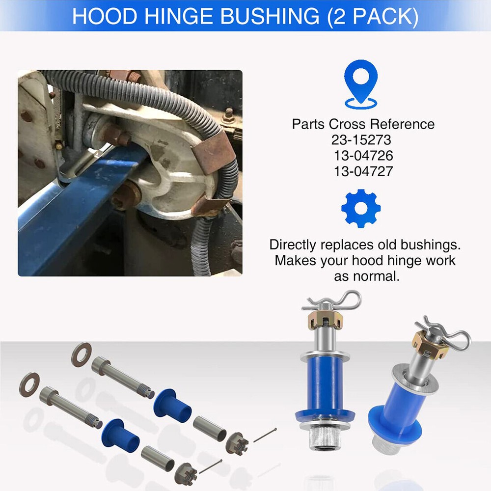 Engine Hood Hinge Pivot Bushing Kit Mounting Bolt Full Set For Peterbilt 378 379