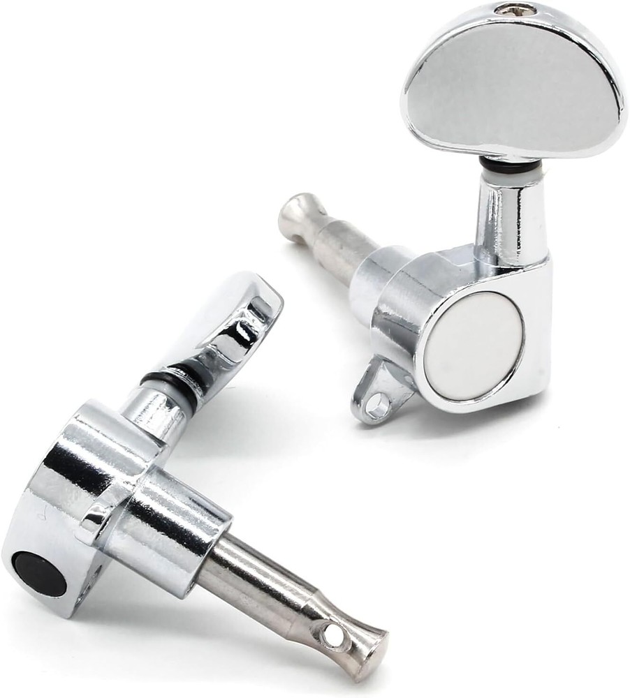 6Pcs 3+3 Guitar Tuning Pegs, Chrome Tuners Machine Head Knobs, silver