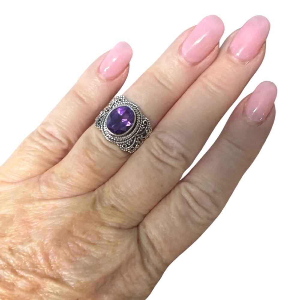 African Amethyst Solid 925 Sterling Silver Ring 5