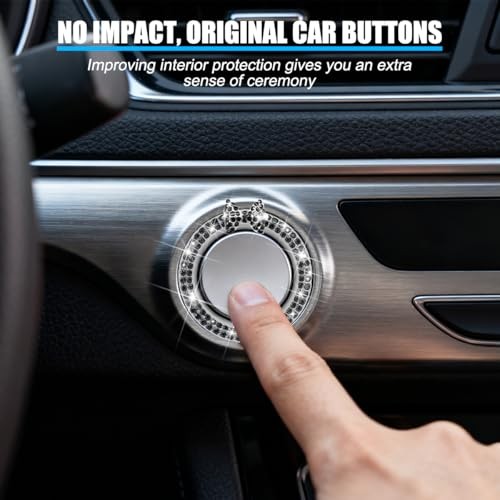 Bling Car Engine Start Button Ring, Bow Tie Rhinestone Vehicles Key Black