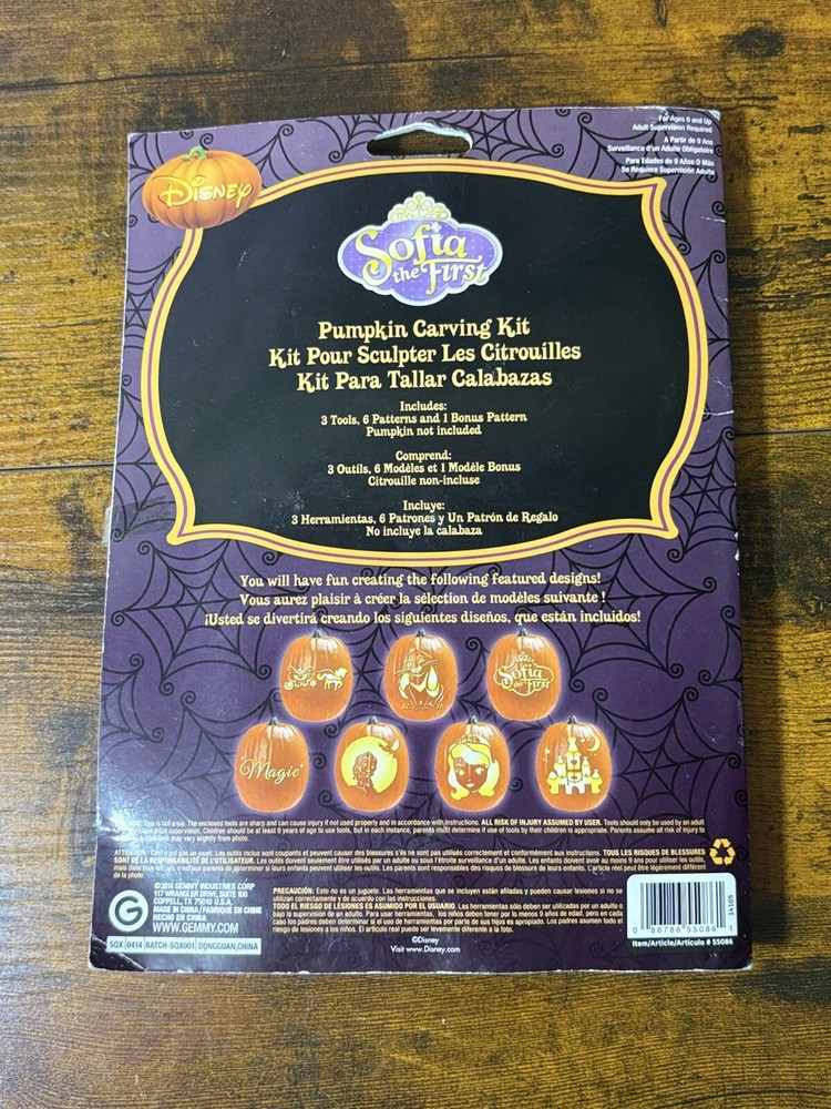 Sofia The First Halloween Pumpkin Creations Carving Kit Tools Stencils