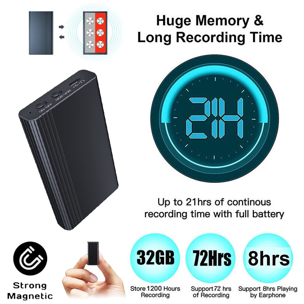 32GB Grabadora Espia De Voz Audio Digital Microfono Grabacion Grabador De Audio