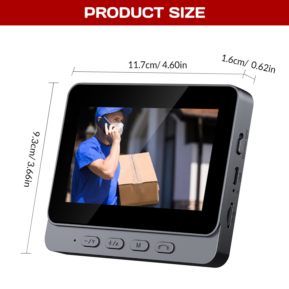 Wireless Intercom Doorbell HD Night Vision 4.3in lPS Screen Visual Camera Ring