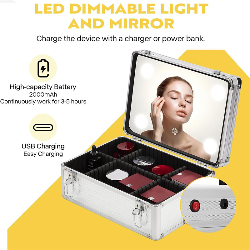 Professional Rolling Makeup Train Case Cosmetic Trolley Makeup Storage Organizer