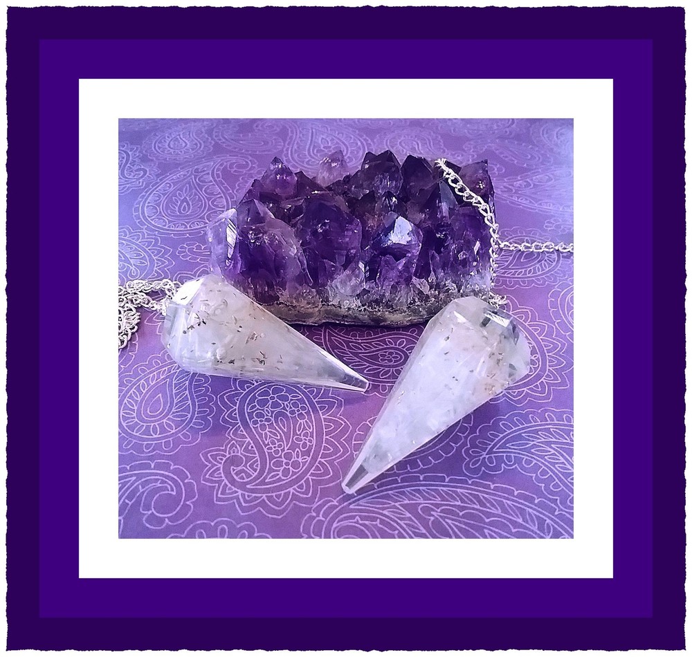 ORGONE SELENITE DOWSING PENDULUM, SELENITE DOWSING PENDULUM, CRYSTAL PENDULUM