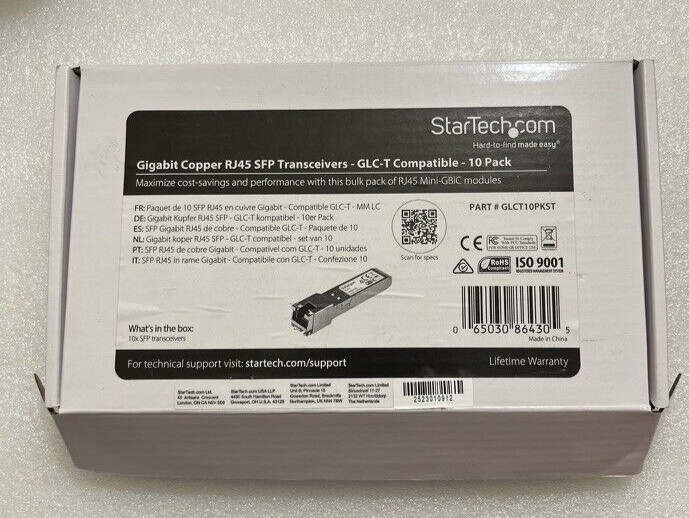 StarTech Gigabit Copper RJ45 SFP Transceiver - GLC-T Compatible 1 pc
