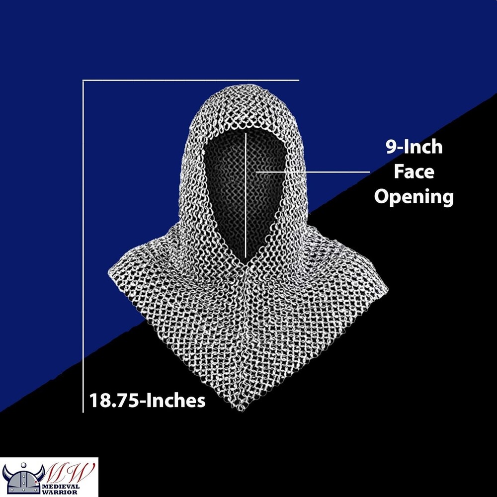 Rust-Resistant Chainmail Hood, 18.75"