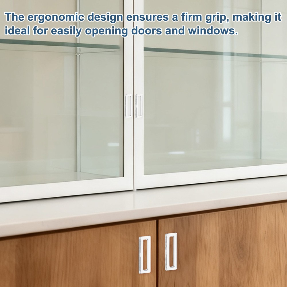 4Pcs PU Self-Adhesive Pulls, 2.95" Rectangle Clear Recessed Finger Pulls